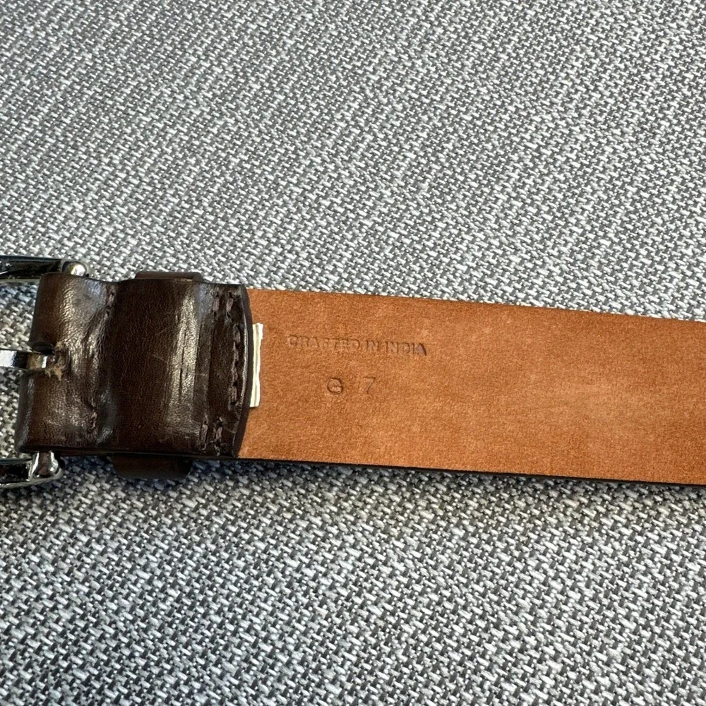 Cole Haan Brown Leather Dress Belt Mens‎ Size 34 Classic Silver Buckle